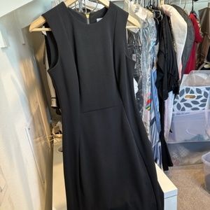 CALVIN KLEIN Black Sheath Dress with Gold Zipper on Back